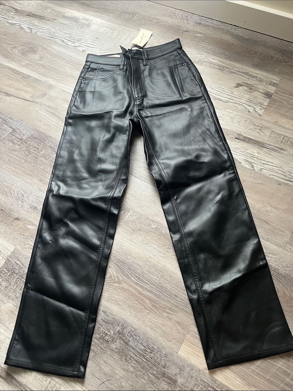 Universal Thread Black Faux Leather flare-Leg Jeans